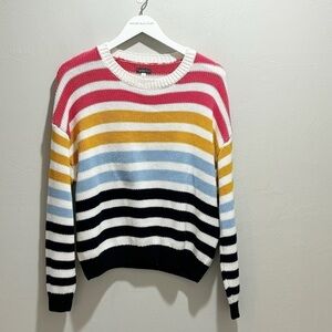 HARPER & LIV Women’s Rainbow Stripe Chunky Knit Crewneck Sweater Size Small